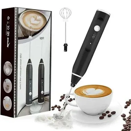 Handheld Electric Milk Frother Whisk Egg Beater USB Rechargeable Coffee Blender Household Milk Shaker Mixer Foamer Food Blender (Random Color)