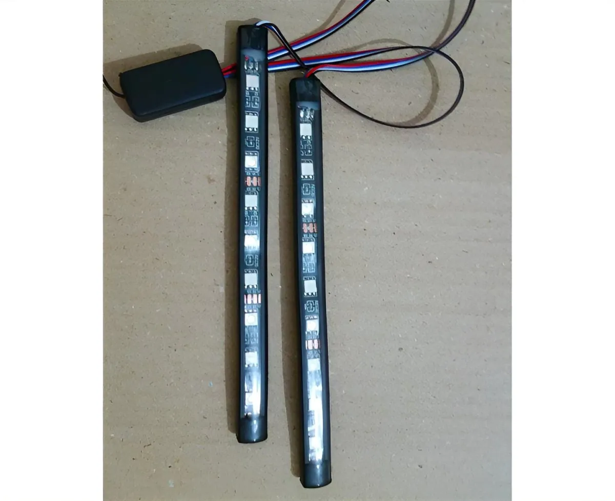 2Pcs RGB 17cm Silicon Flexible 9-LED Strip DRL Daytime Multicolor Light | SMD LED Fancy Light (RGB) For Car Bumper And Bikes