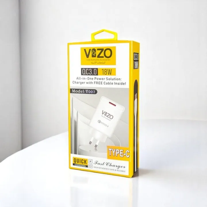 V007 – Type-C Fast Charger | Vizo V007 Type-C Charger | Charger For Android | Mobile Phone Charger - 18W - Without Cable
