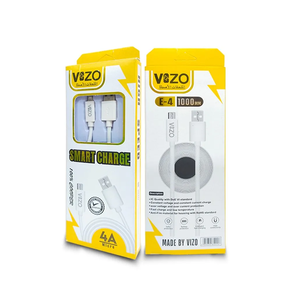 E4 Micro USB Cable | Micro USB Cable For Android - Cable For Mobile Phone - Data Cable - Charging Cable - Vizo E4 Micro USB Charging Cable