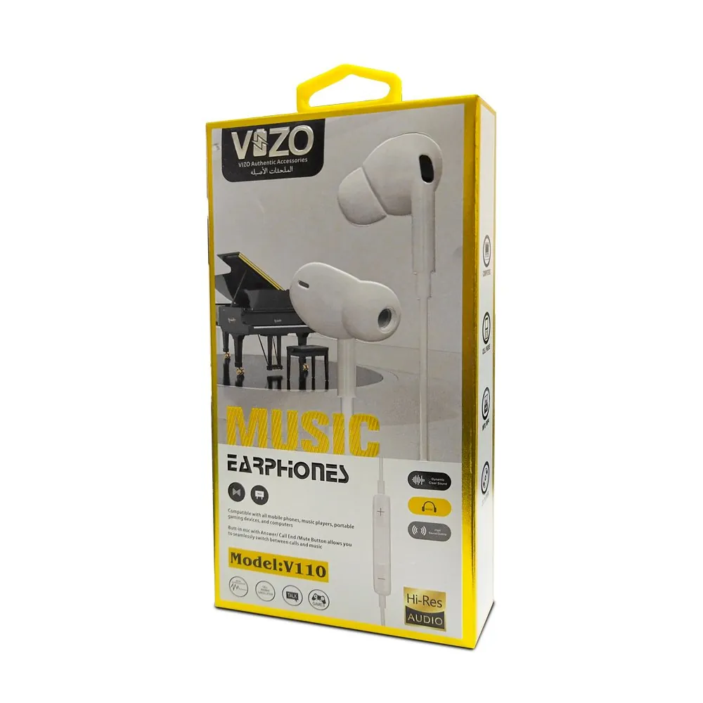 VIZO V110 Super Bass Hand free | Wired In Ear Phones for Men and Women | Best Quality Earphone - Hands-Free For Mobile Mobile Phone - Hands-Free For Android