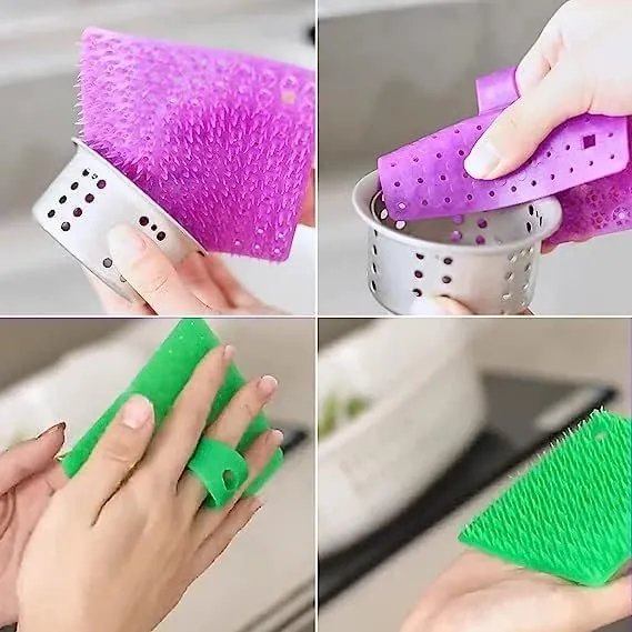 Multifunctional Soft Silicone Brush | Multipurpose vegetable peeler | Home Cleaning Brush | fruit and vegetable cleaning brush (pack of 2) (Random color)