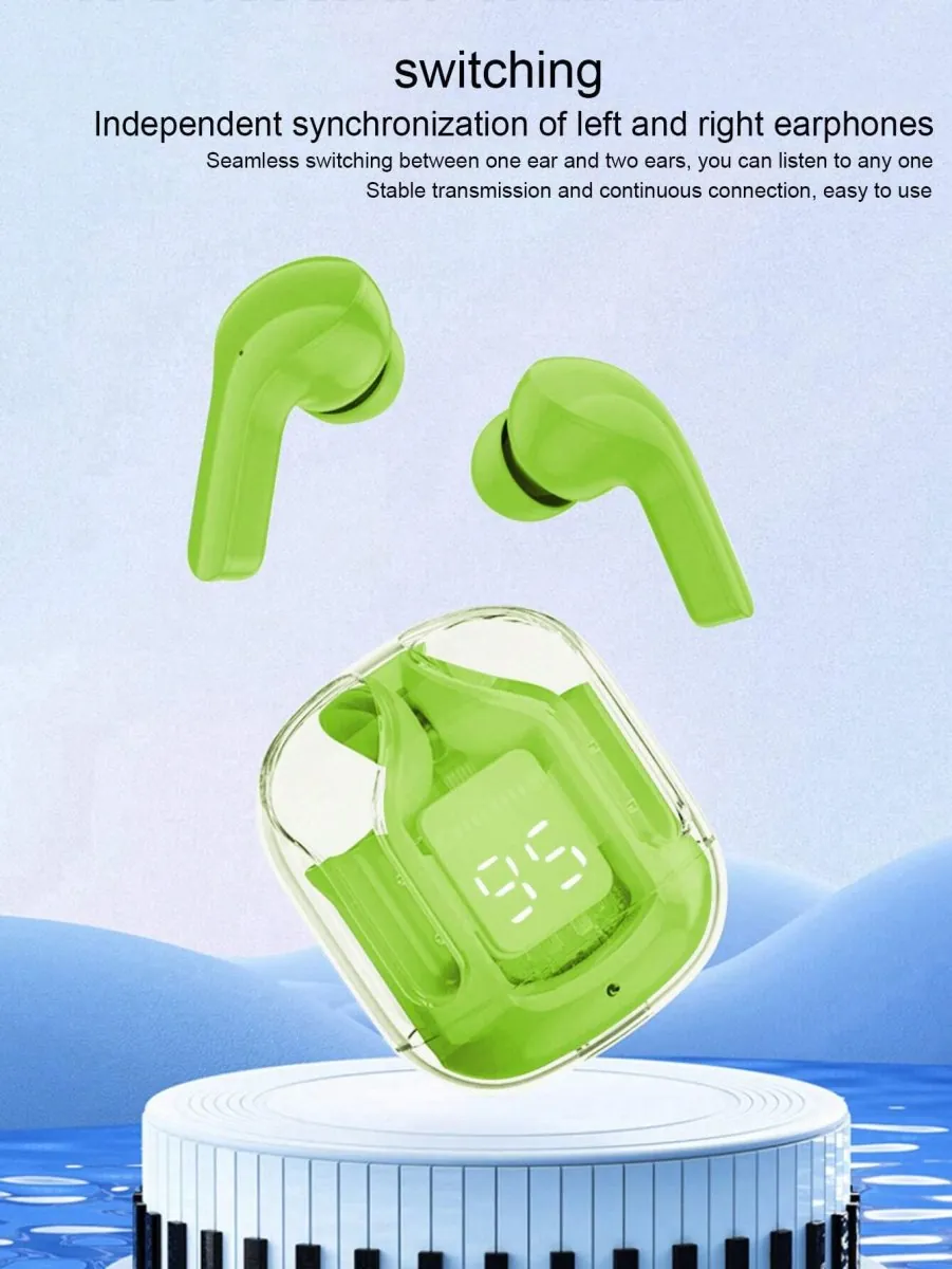 Air31 Earbuds Wireless Crystal Transparent body - with silicone pouch ( random color )