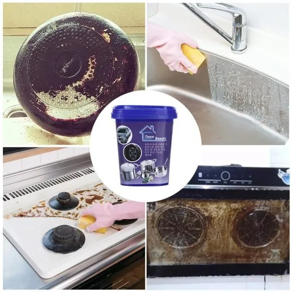 Powerful Stainless Steel Cookware Cleaning Paste Household Car Body Cleaner Washing Pot Bottom Scale Strong Cream Detergent (500g)
