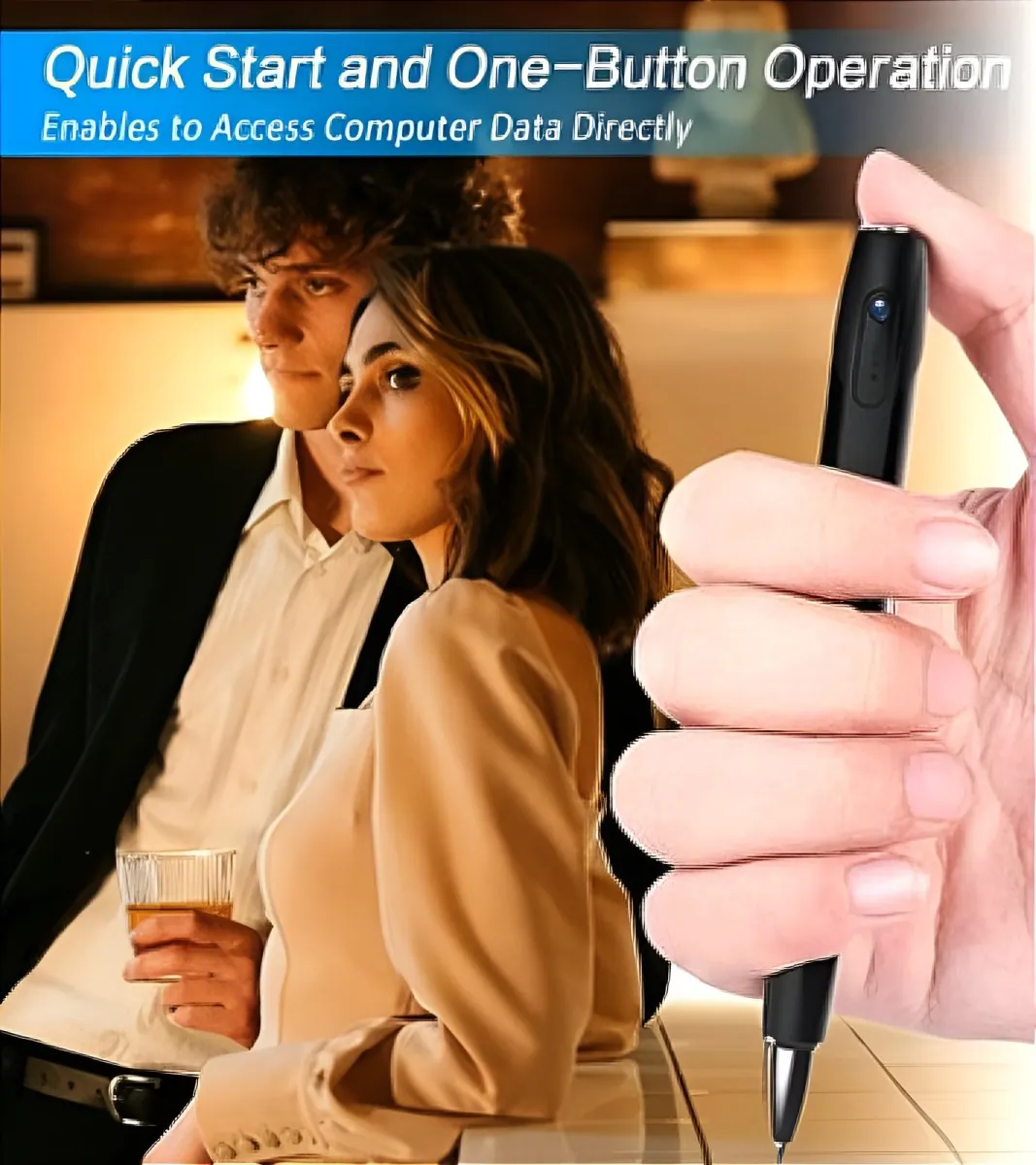V8 HD 1080P Camera Pen with Voice Recording Video Photo Capture USB Rechargeable Ballpoint Pen