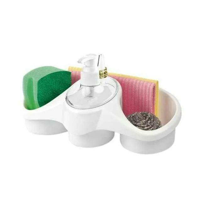 3 In 1 Soap Dispenser And Sponge Holder Sponge Holder For Kitchen - Plastic - 1 Pc(random color )