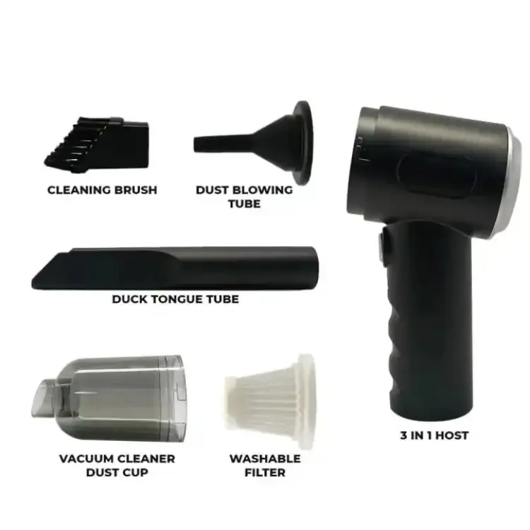 3 in 1 Portable Mini Vacuum Cleaner Duster Blower Air Pump Wireless Handheld Clean Microscopic dust Like Car, Home,Computer, Laptop, Flower, Mirror Vehicle Interior Cleaner