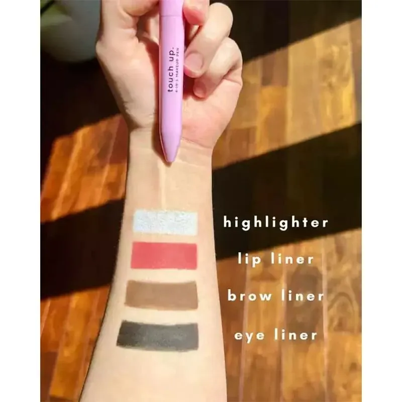 Eye ShadowLiner Combination 4 In 1 Makeup Pen Multifunctional Cosmetics Ballpoint Pens Waterproof Eyeliner Eyebrow Pencil Long lasting Highlighter Stick