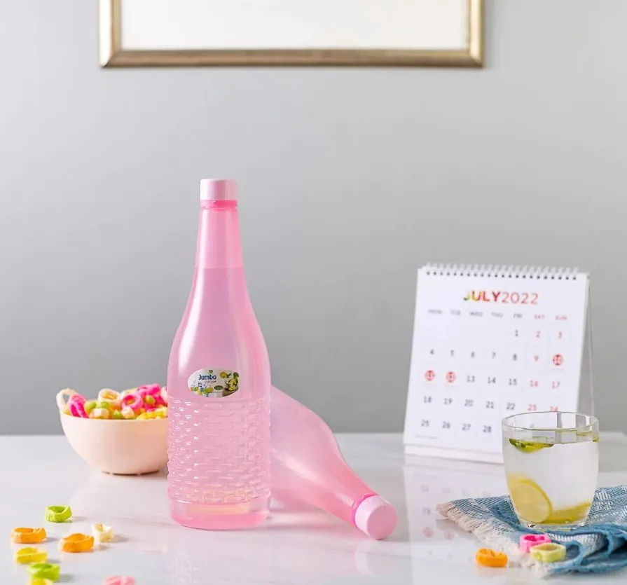 Pack Of 4 Plastic Jumbo Water Bottles (random color) 1.2 Ltr Each