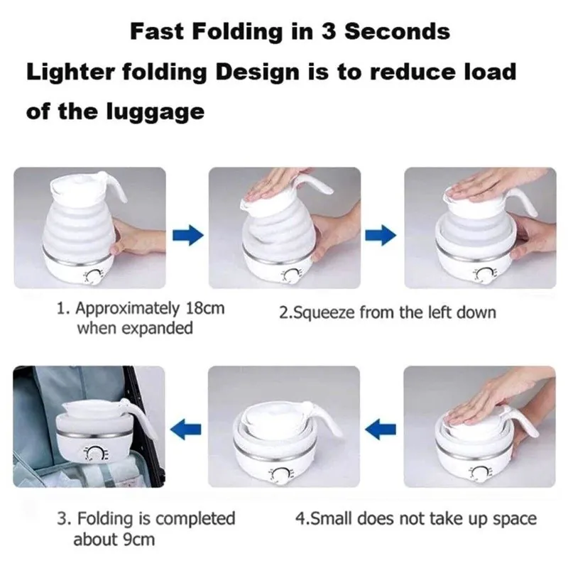 Portable & Foldable Electric Kettle Easy To Carry (Random Colour)