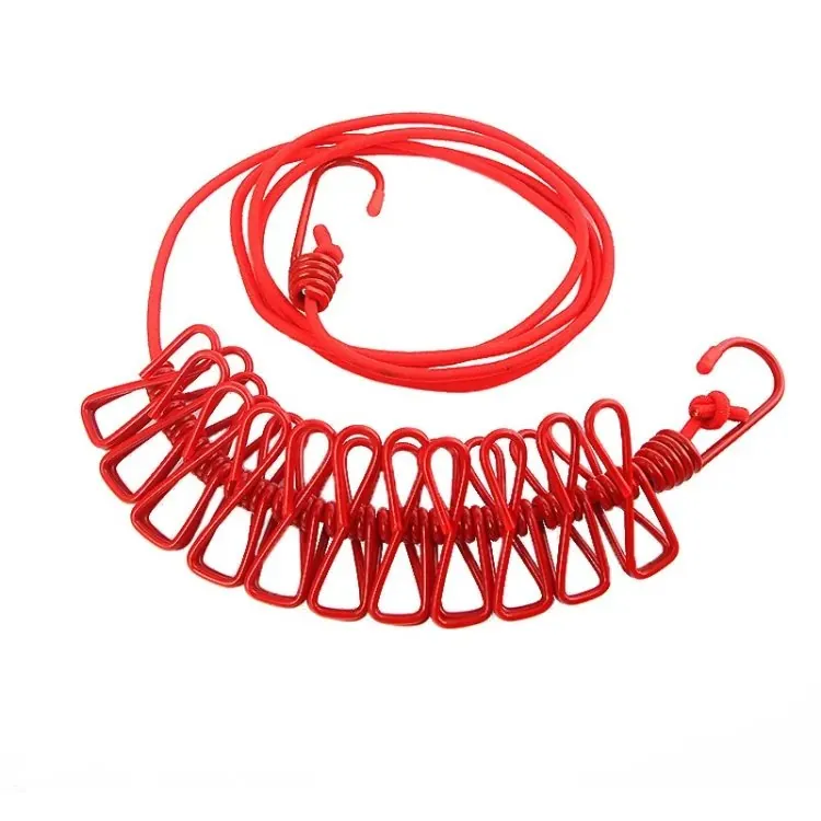Portable Clothesline Clip - Elastic, Windproof Eco-Friendly Cloth Hanging Rope for Travel Home Use | After stretching it become