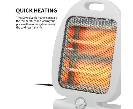 Electric Quartz stove Mini with 2 tubes-800W-2 power levels: 800W. Anti-tip, thermal protection