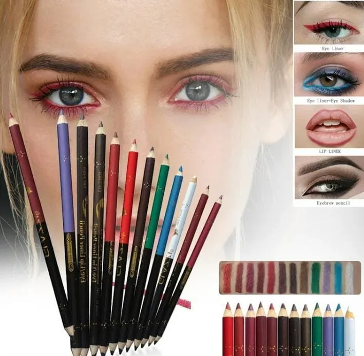 ( Pack of 12 )2 in 1 colors eye pencil multipurpose Eye Pencil (Random color )