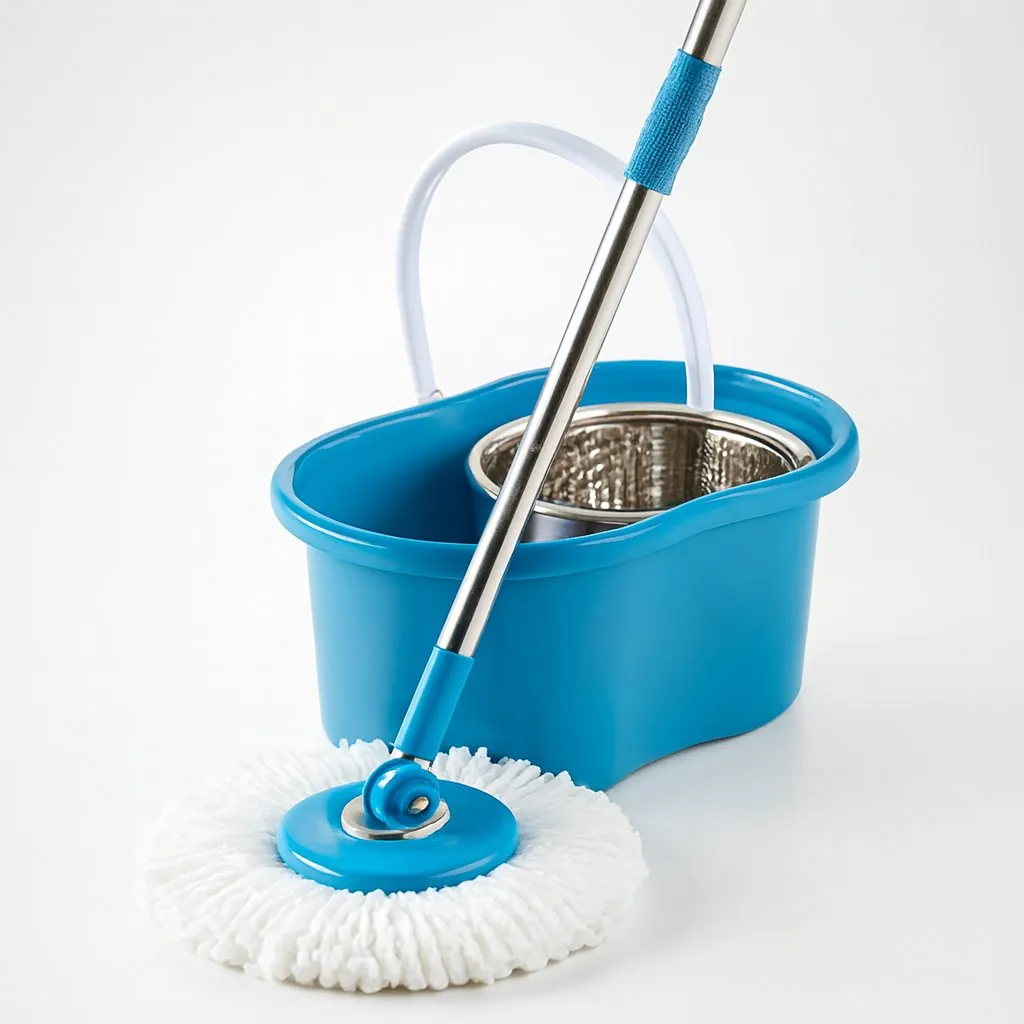 Spin Mop - Easy Spin Magical Mop Set [Steel Bucket] - 360 Degree Microfiber Mop Head Home Clean Tools Microfiber(Steel Bucket)