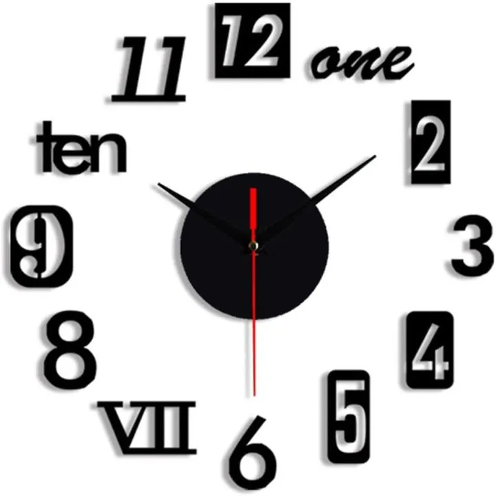 DIY Wall Clock - 3D Wooden wall clock Decor,Wall Sticker Clock Home Decor