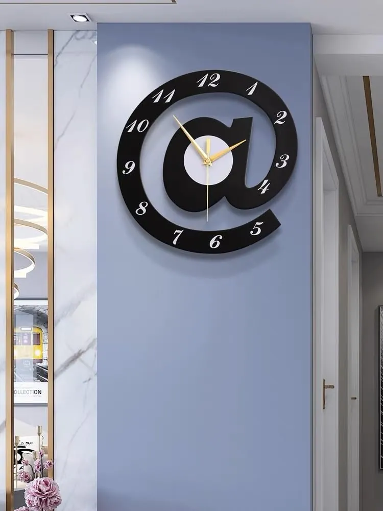 The Sign (@)3D Wooden wall clock for Living Room, Bed Room Home Decor Art & Hanging Decorative Showpiece Items