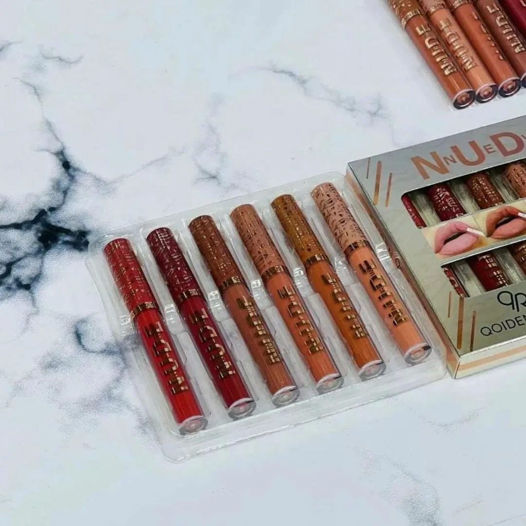 Pack Of 6 Nude High Pigment Matte Lipgloss Soft & Matte Texture Hydrating Lipgloss (Random Color)