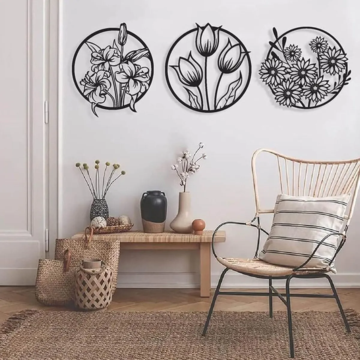 (3 pcs set )3D floral abstract Wooden Wall Art & Home Decoration / Item Home Décor Home Room & Wall Decor Wall Art