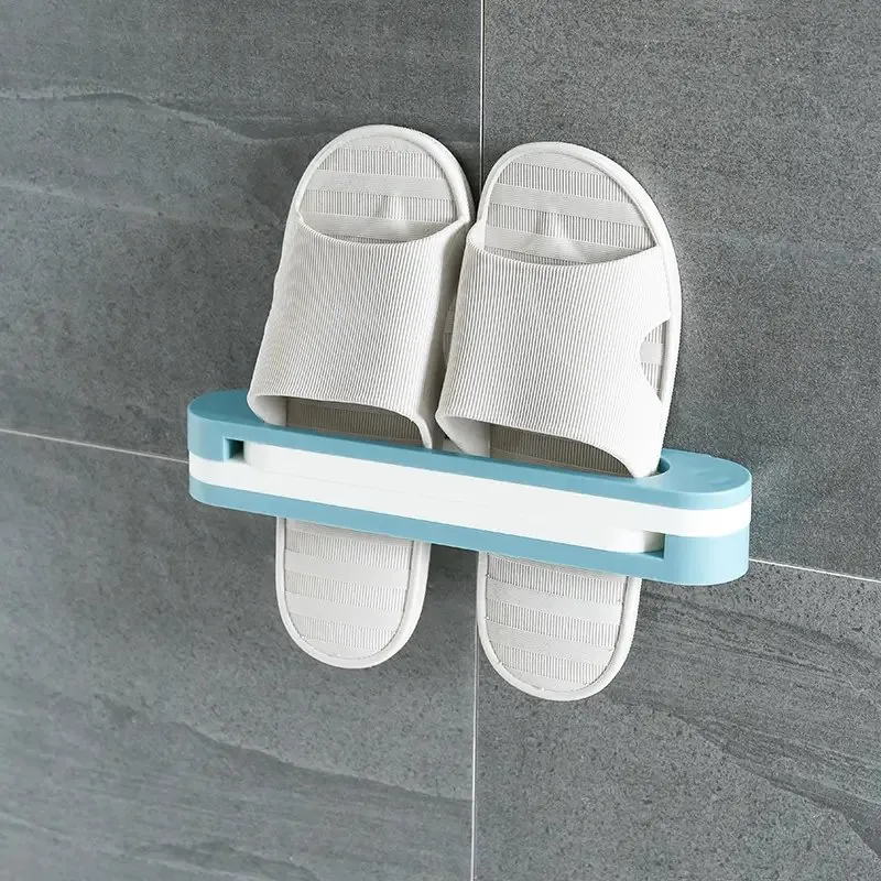 3 In 1 Shoes Rack Wall Mounted Folding Slippers Shoes Bathroom Towel Hanger Organizer Rack in House Shoes Stand Hanging Shelf Rack Holder for Multipurpose use(random color)
