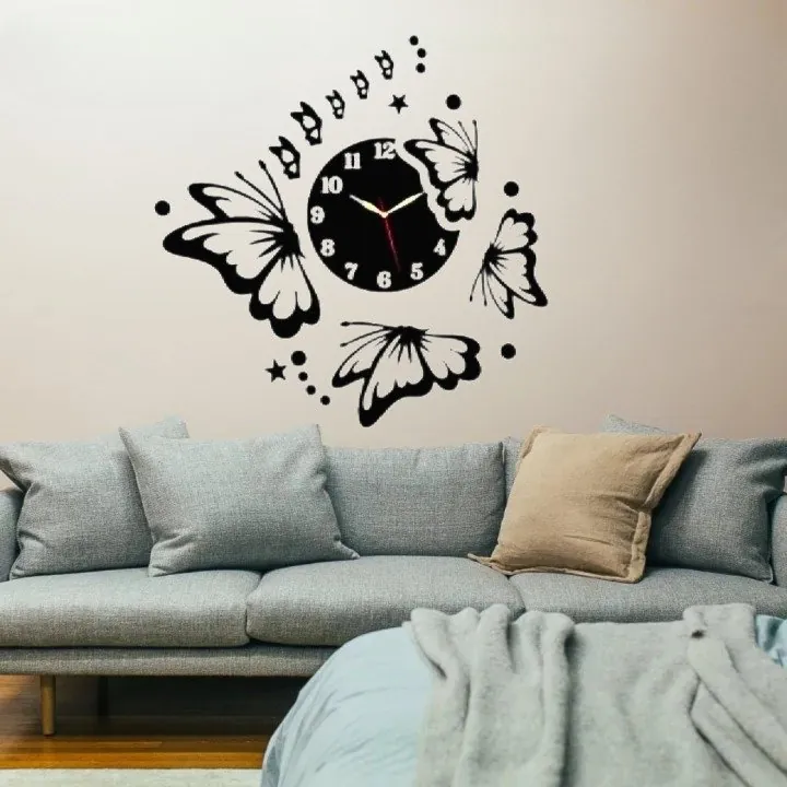 3d Butterfly wall clock | Wooden Wall Clock | Wall Art for Home Decor | Wooden Wall Art