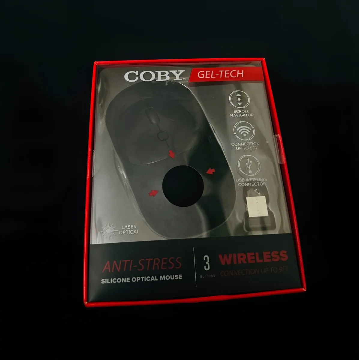 Computer / Laptop Mouse COBY Gel-Tech Anti-Stress Silicon Optical Wireless Mouse - (3-Button | Laser Optical | Wireless Range up to 9ft)