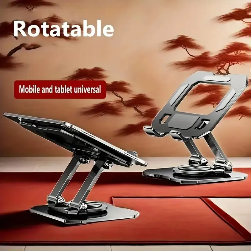 360° Rotating Metal Tablet & Mobile - Adjustable, Foldable, and Portable Desk Mount with Cooling Design for Phones, Tablets, and Small Devices, Device Cooling Stand | Stainless Steel Stand, Tablet Holder Stand - Random Color