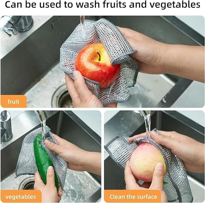 Durable Wire Dish Washing Cleaning Cloth – Heavy-Duty Scrubbing Rugs for Kitchen Dishes, Utensils & Cookware - Pack Of 10