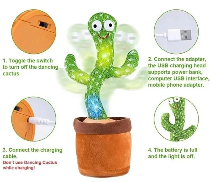 DANCING CACTUS TOY with mufler hat (RECHARGEABLE) (with box)