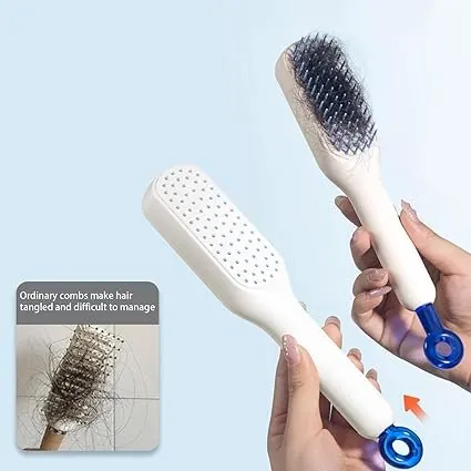 Magic Retractable Comb Self Cleaning Hair Brush Massage Anti-static Hair Smoothing Comb, Suitable for All Hair Types, Unisex (Random Color)