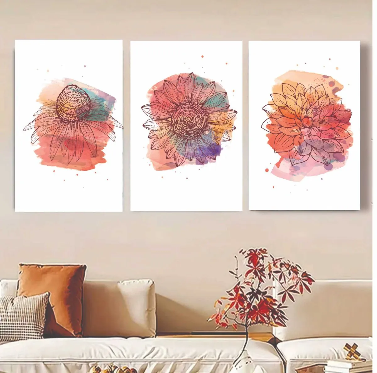 Set Of 3 Flower Frame Photo Type Frame 8x11 inches