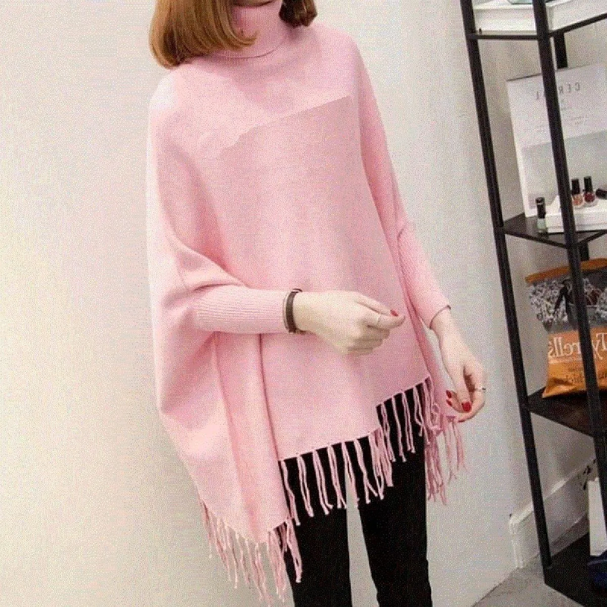 Stylish Pink Fleece Poncho - Free Size, Ready to Wear & Fits All | Best Quality Top For Girls - Best Quality Poncho For Winter - Pink Color