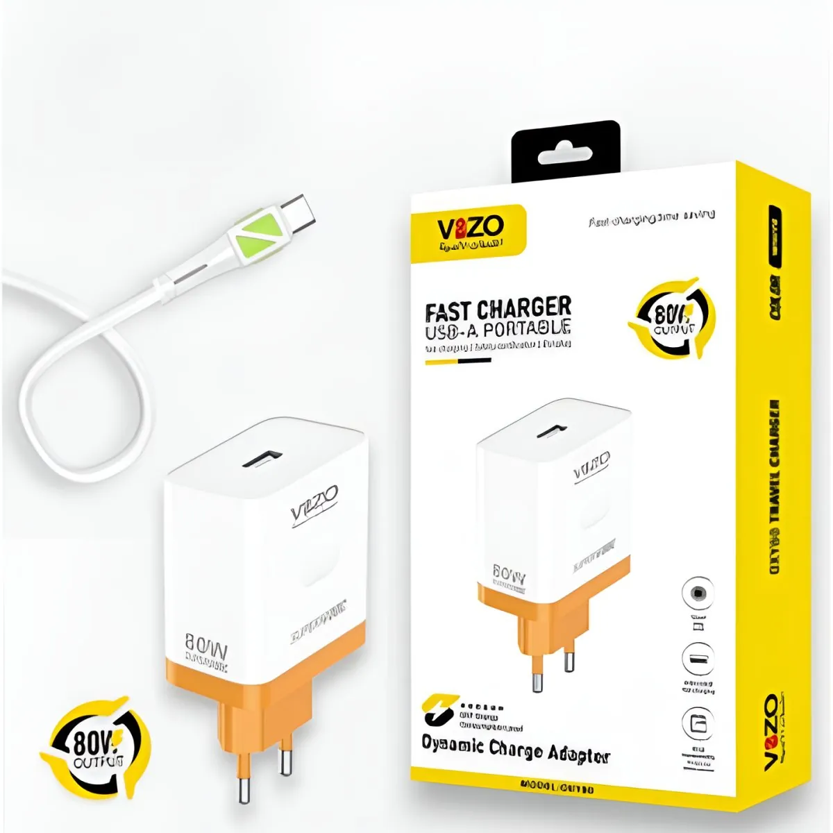 Oxy 80 – Universal Fast Charger with 80W Output | Best Quality Charger - Android Charger - Mobile Phone Charger - Type-C Cable Charger