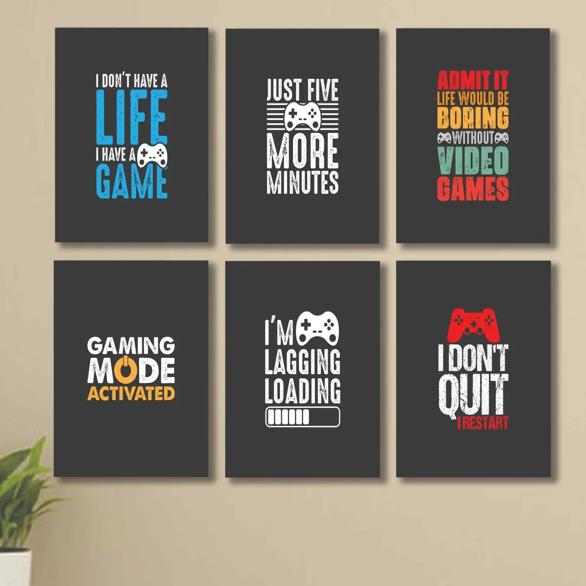 Set of 6 Wall Art Wooden Phototile Frames for Wall Decor
