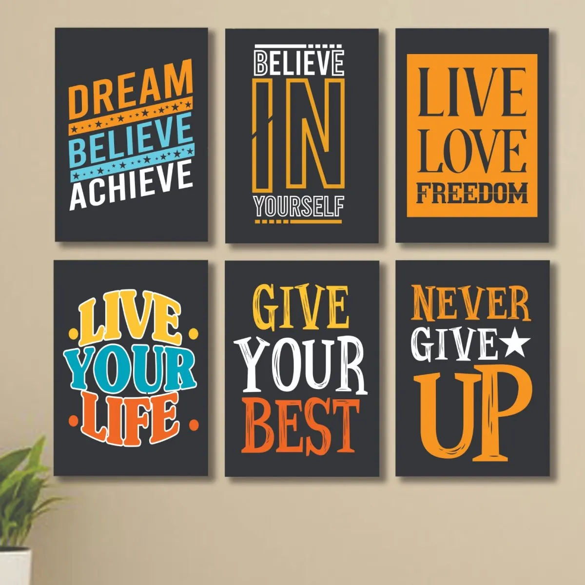 Set of 6 Wall Art Wooden Phototile Frames for Wall Decor