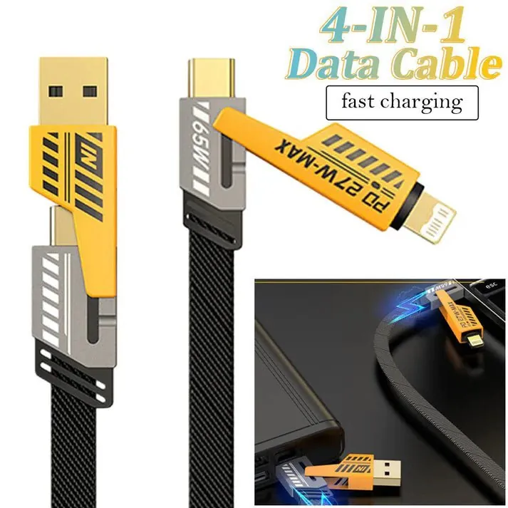 4-in-1 Multi USB Charging Cable – For IPhone and Type C | Fast PD Charger Cord for iPhone, iPad, Samsung, MacBook