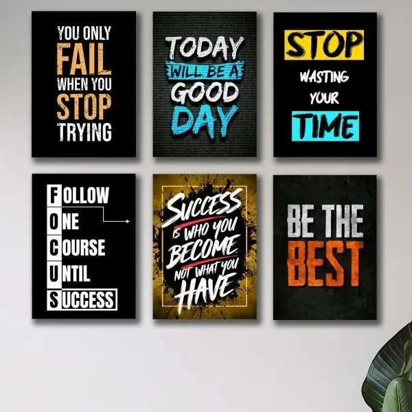 Set Of 6 Motivational Wooden Canvas Frames For Wall Decore 8x11 inches size / Sticky Phototiles Frames