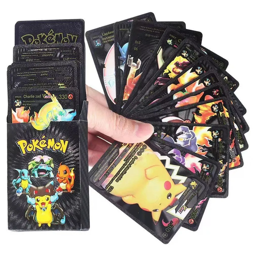 Pokemon Metal Cards Collection Box – 55 Cards per Pack | 3D Pokemon Trading Cards | Durable Metal Cards | Gold, Black & Silver Color Options | Premium Collector’s Edition Gift Set