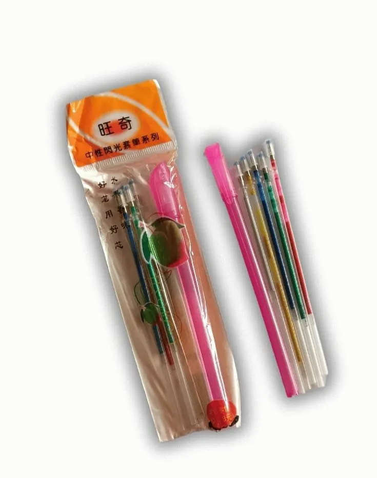 Glitter Gel Pen Refills Set – 5 Multi-Colored Metallic Ink Refills for Smooth Writing & Creative Art