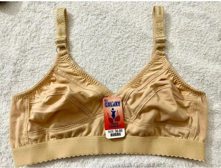 Plain Non-Padded Cotton Bra – Lightweight & Comfortable Everyday Wear | Beige, Sizes 32–42