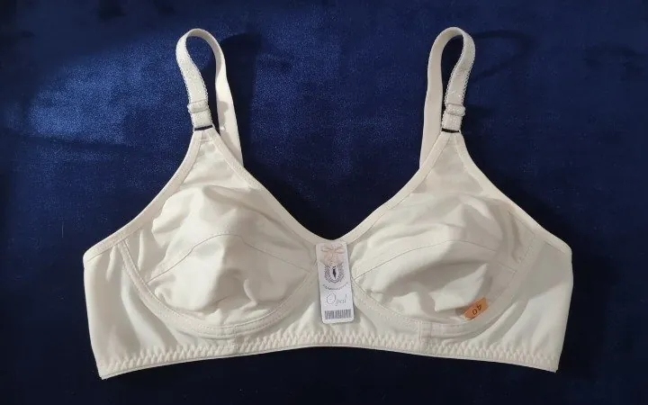 Jersey Soft Fabric Non-Padded Bra for Women – Plain Comfortable & Lightweight Everyday Wear Lingerie in Beige, Available Sizes 32 to 42