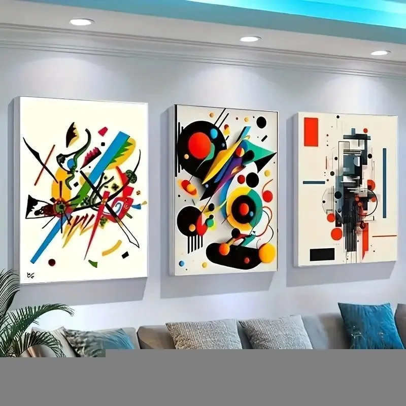 Abstract Geometry – 3-Piece Modern Wall Art Set with Bold Shapes & Color Play (8x11 inch)