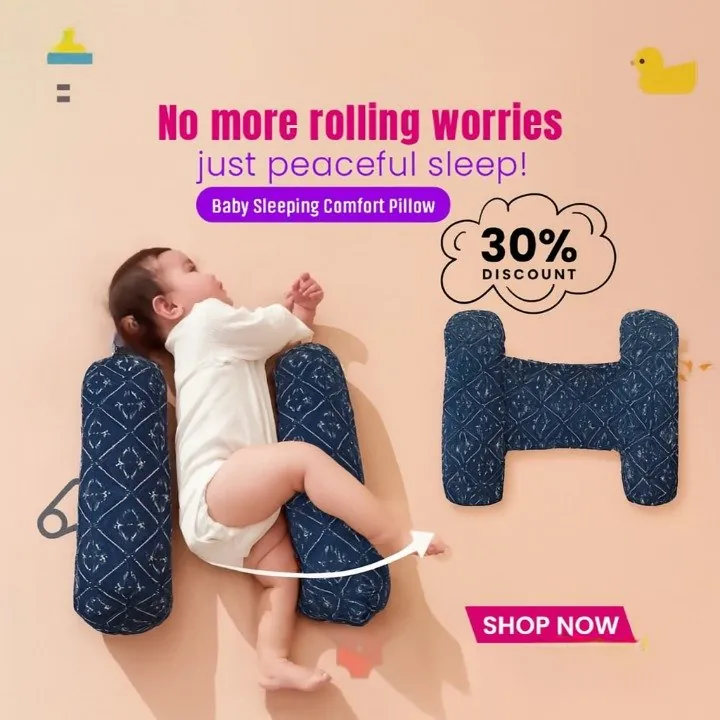 Soft Baby Sleeping Pillow With Neck Support | Comfortable Newborn Pillow For Head & Neck Protection | Printed Baby Sleep Cushion