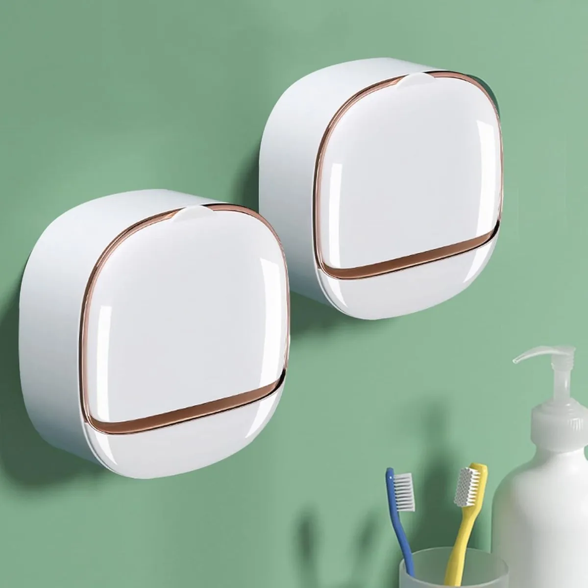 Luxury Soap Holder With Drain Tray – Wall Mounted Soap Case Box Designed To Keep Your Soap Bars Dry And Long Lasting (Random Color)