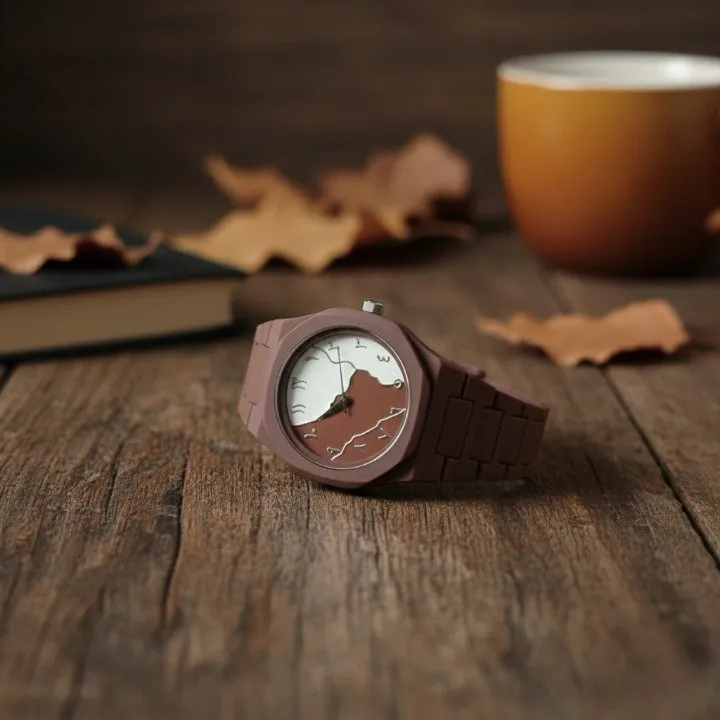 Brown And White Aura Watch Elegant Stylish Design Durable Build Comfortable Strap Clear Display Perfect For Daily Wear And Special Occasions