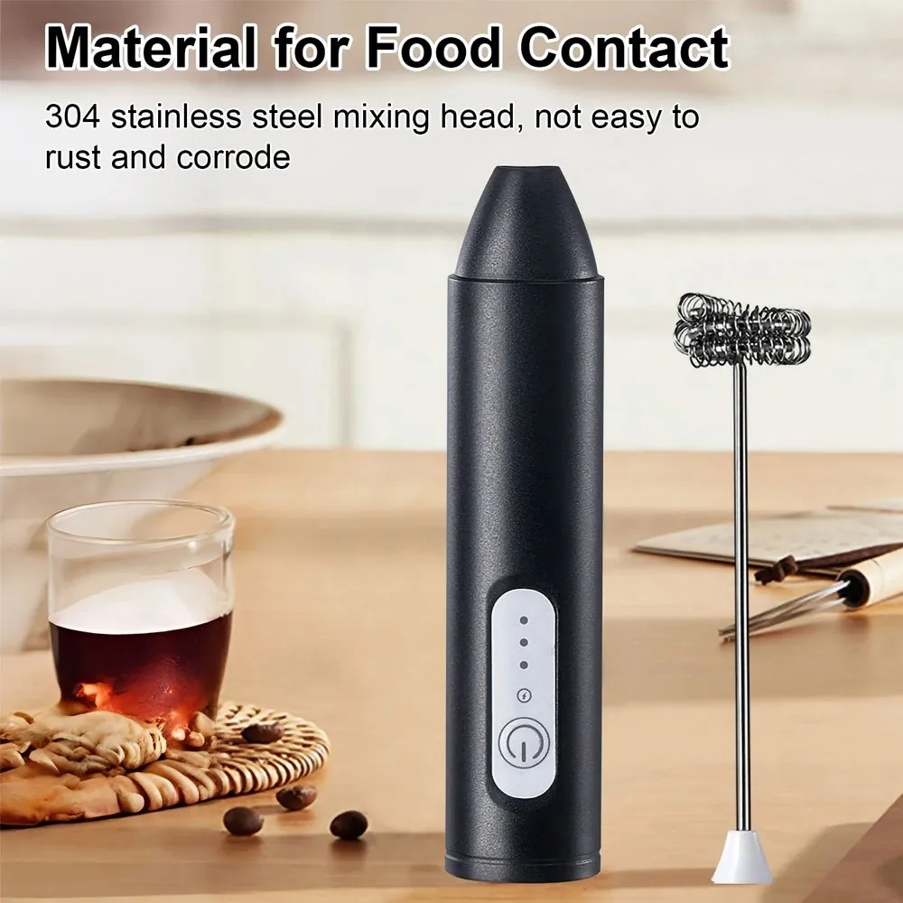 Rechargeable Coffee Beater – USB Milk Frother for Coffee, Cappuccino, Latte, Matcha & Hot Chocolate | Powerful High-Speed Stainless Steel Whisk Mixer