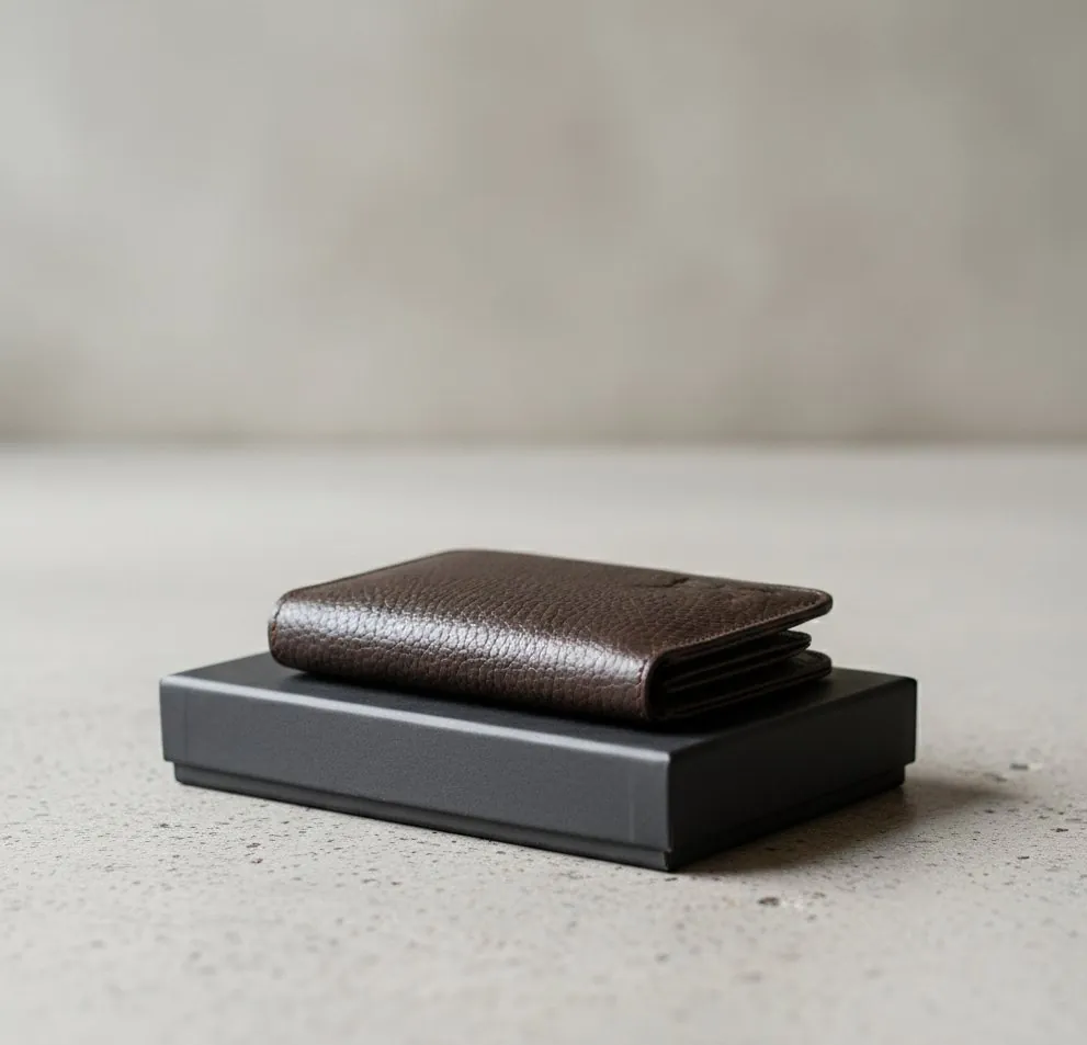 Unisex Slim Cow Leather Wallet – Brown | Minimalist Bifold Card & Cash Holder