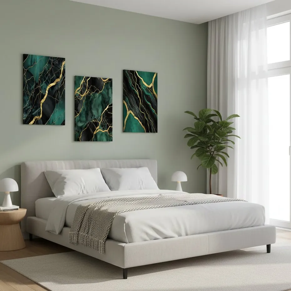 3 Pc Marble Design Phototiles Wall Art Set | Elegant Self-Adhesive | Premium Smooth Finish | Size 8x11