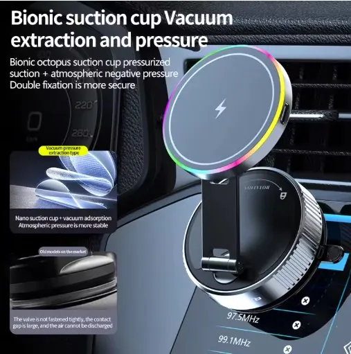 Magnetic Strong Magnetic Phone Holder Foldable Design 360° Adjustable Vacuum Mount for Car/Desk/Bathroom/Universal Use for home