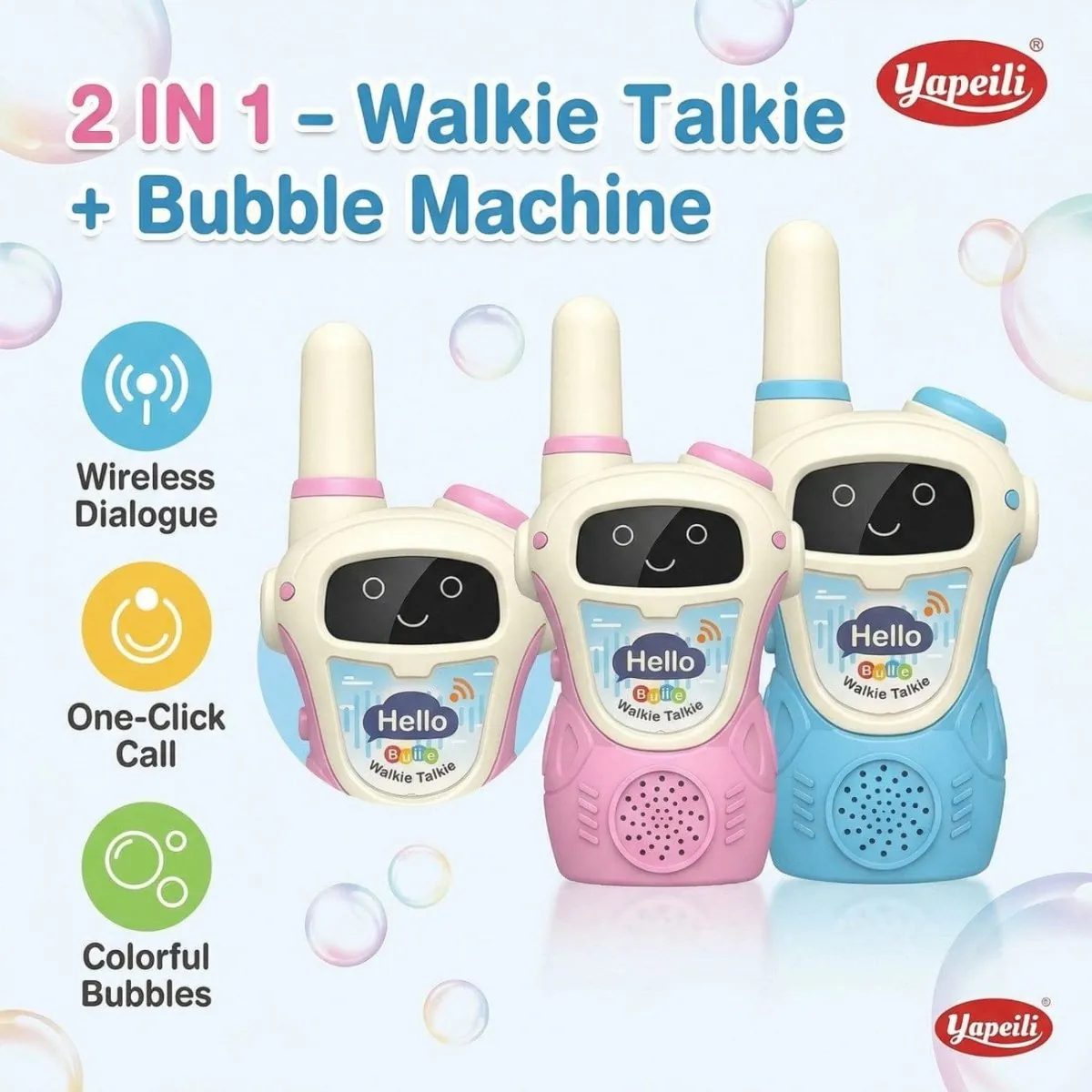 2 Pcs Intercom Bubble Machine Walkie Talkie Kids Bubble Maker Toy Fun Outdoor Bubble Blower Toy For Kids