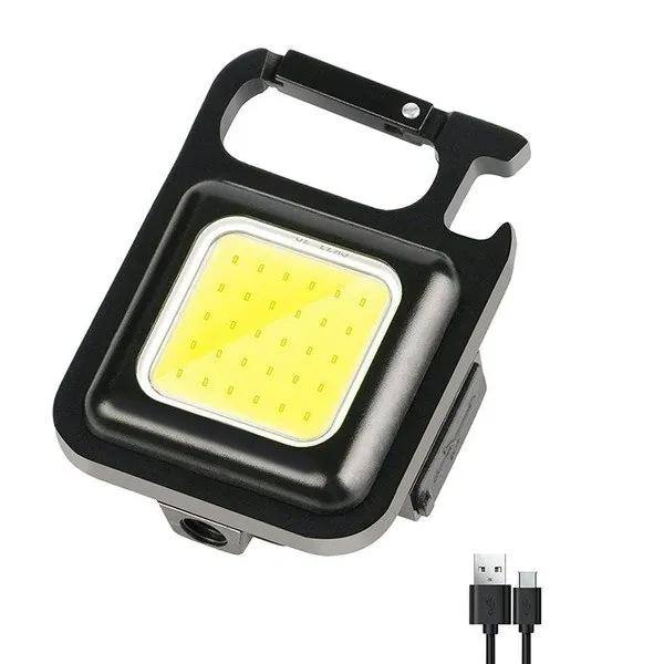 Rechargeable Mini COB LED Flashlight Keychain with Bottle Opener | Portable Pocket Torch Light